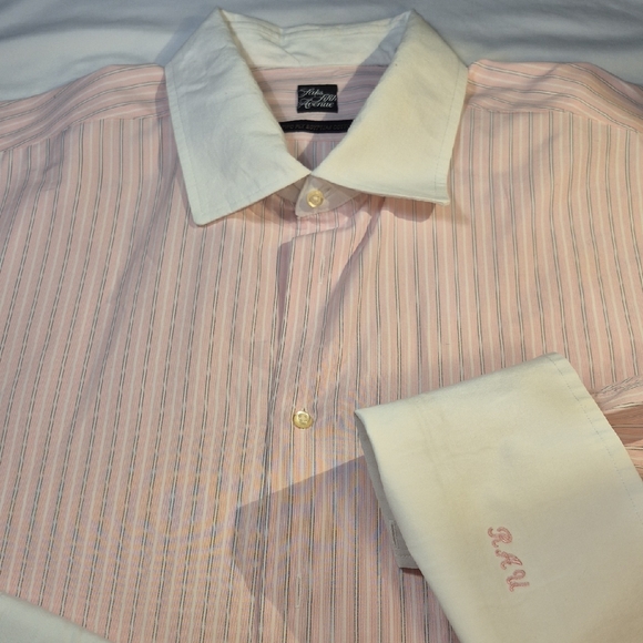 Saks Fifth Avenue Other - Saks Fifth Avenue Luxury Long Sleeve Pink and White Striped Mens Dress Shirt